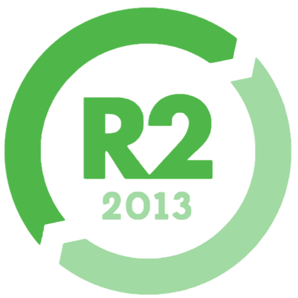 R2 2013 certification logo for responsible electronics recycling.